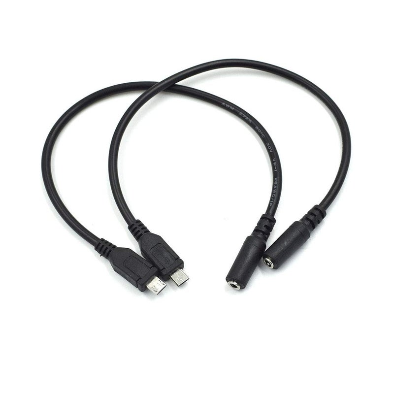 Hxchen 2Pcs Micro 5Pin Male to 3.5mm Female AUX Audio Cable Cord for Headset Adapter Active Clip Mic Microphone (Micro 5P Male to 3.5mm Female) - Image 1
